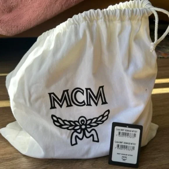 MCM Mini Milla White Crossbody Bag with Gold Accents - Picture 7 of 8